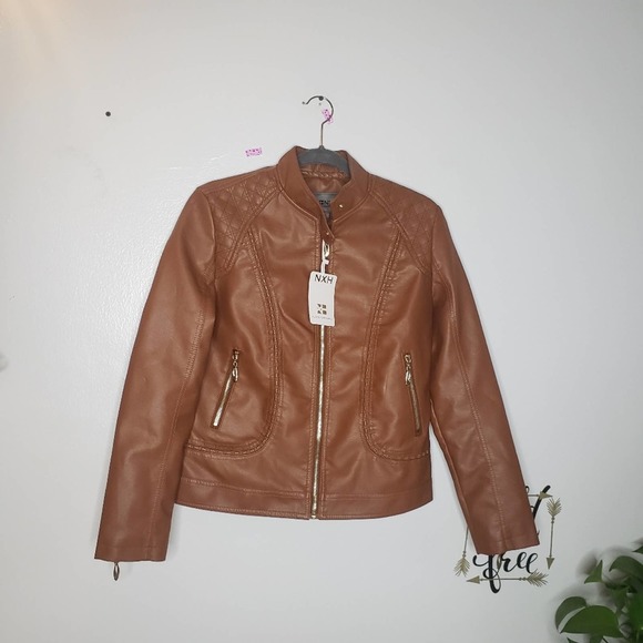Brown Retro Moto Jacket Sz L - Picture 3 of 7